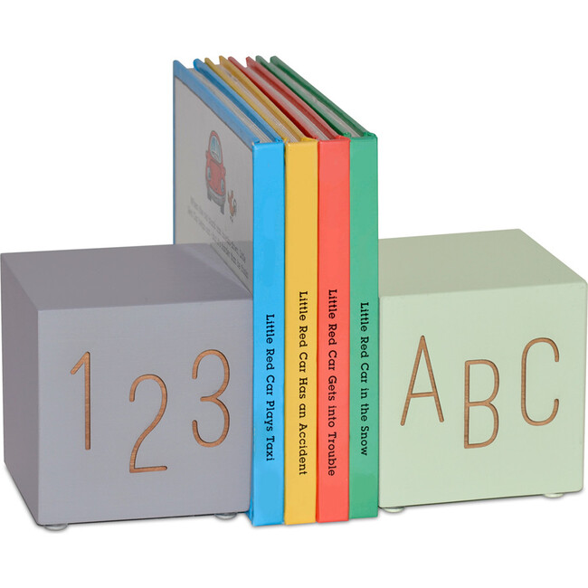 ABC123 Bookend Set, Grey/Mint - Accents - 1