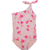 Girl's Asymmetrical One Piece, Pink Plumeria - One Pieces - 1 - thumbnail