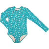Girl's Long Sleeve Rashguard One Piece, Ocean Blossom - Rash Guards - 1 - thumbnail
