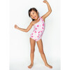 Girl's Asymmetrical One Piece, Pink Plumeria - One Pieces - 2 - thumbnail