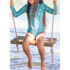Girl's Long Sleeve Rashguard One Piece, Ocean Blossom - Rash Guards - 3