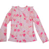 Chloe Long Sleeve Rashguard Top, Pink Plumeria - Rash Guards - 1 - thumbnail