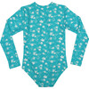 Girl's Long Sleeve Rashguard One Piece, Ocean Blossom - Rash Guards - 4