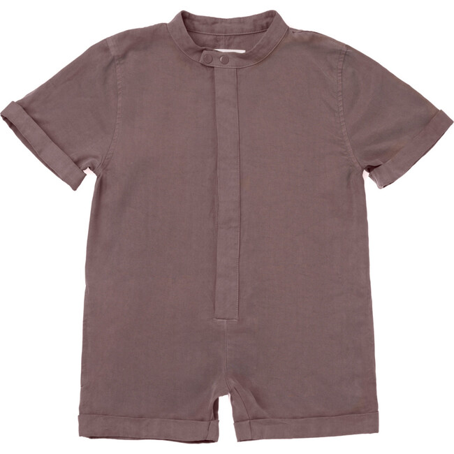 Mechanic Denim Short Jumpsuit, Stone - Rompers - 1