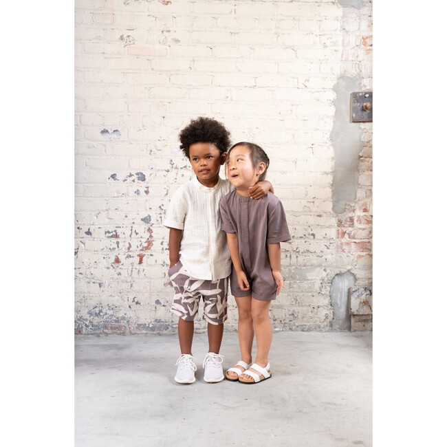 Mechanic Denim Short Jumpsuit, Stone - Rompers - 3