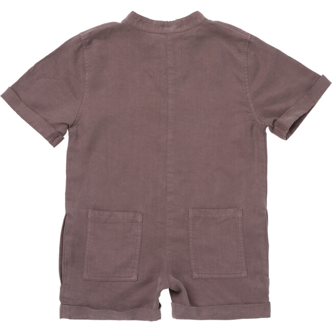 Mechanic Denim Short Jumpsuit, Stone - Rompers - 4