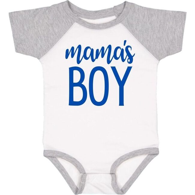 Mama’s Boy Short Sleeve Bodysuit, White & Heather - Shirts - 1