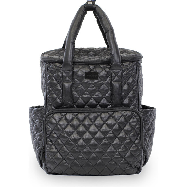 London Quilted Diaper Backpack, Black - Diaper Bags - 1