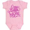 Little Sister Doodle Short Sleeve Bodysuit, Light Pink - Shirts - 1 - thumbnail