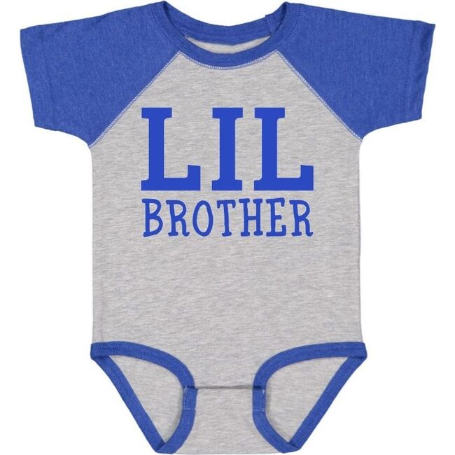 Lil Brother Short Sleeve Bodysuit, Heather & Royal - Shirts - 1