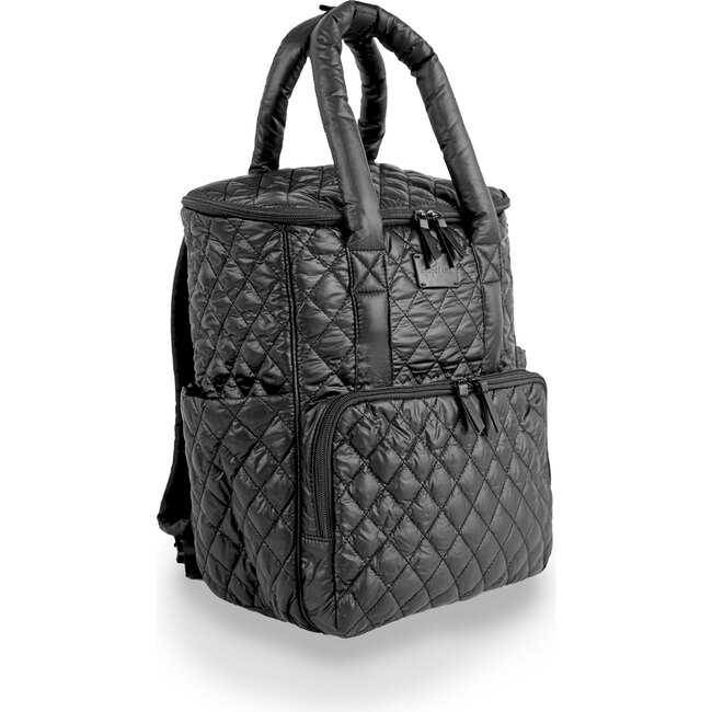 London Quilted Diaper Backpack, Black - Diaper Bags - 4