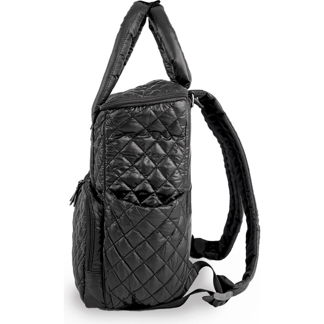 London Quilted Diaper Backpack, Black - Diaper Bags - 5