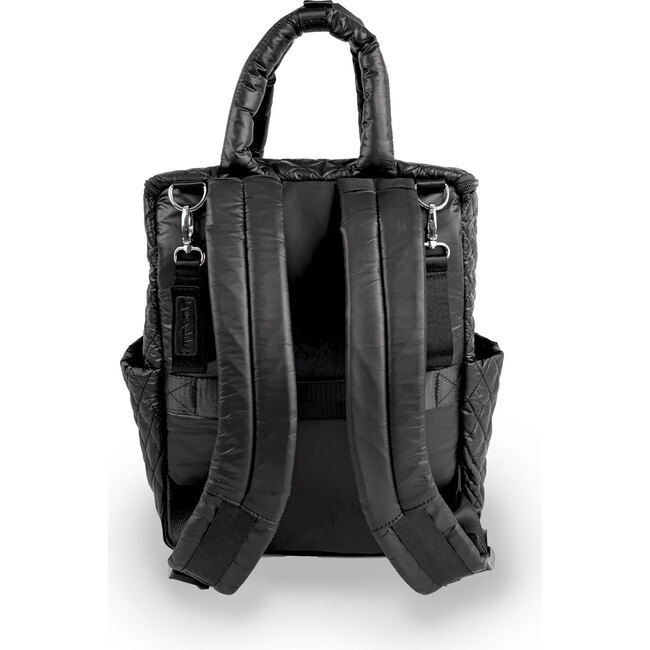 London Quilted Diaper Backpack, Black - Diaper Bags - 6