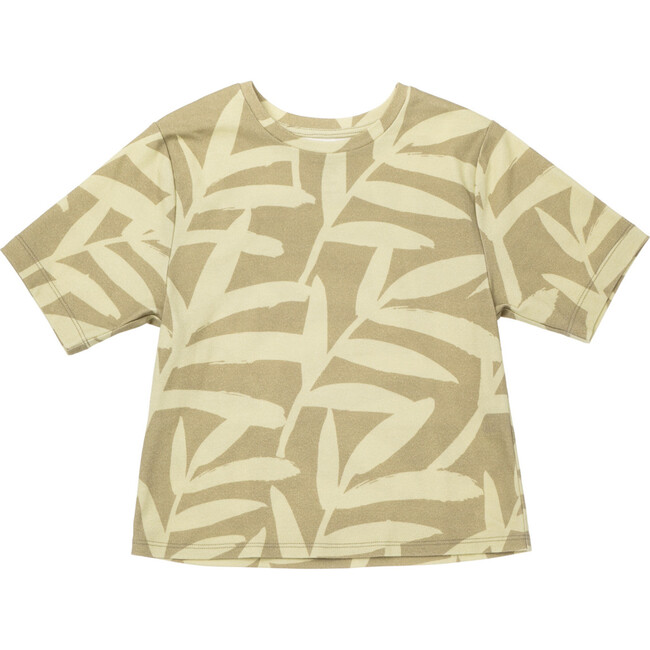 Boxy T-Shirt, Olive Palm Leaves