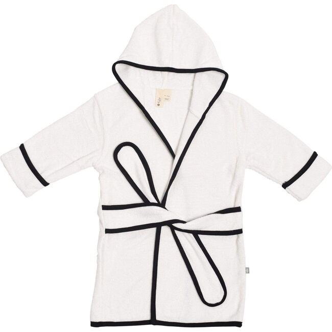 Toddler Bath Robe, Cloud with Midnight Trim - Robes - 3