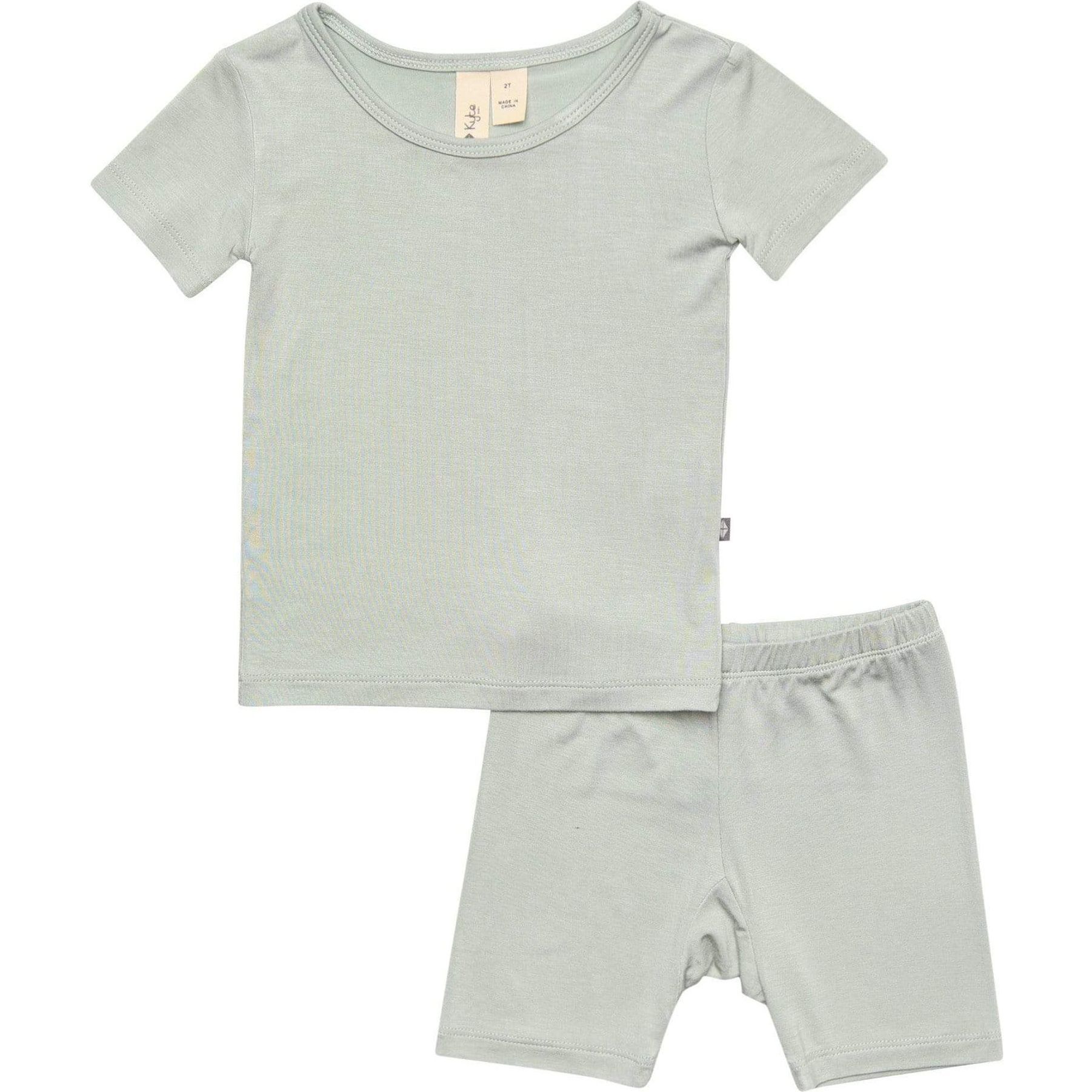 Short Sleeve Toddler Pajama Set, Sage - Pajamas - 1