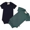 2-Pack Short Sleeve Bodysuit, Navy and Emerald - Onesies - 1 - thumbnail