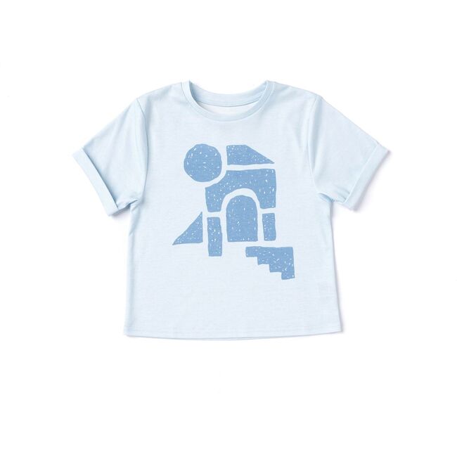 Kids Boxy T-Shirt with Geo Print, Blue