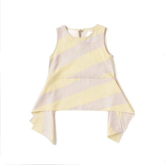 Sleeveless Peplum Top with Side Tails, Yellow - Shirts - 2