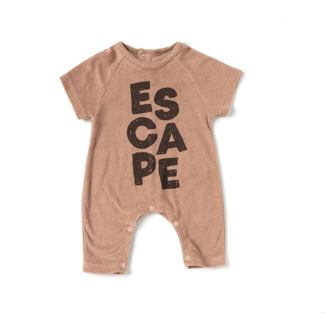 Baby One Piece with ESCAPE Print, Mocha - Onesies - 1