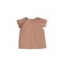 Baby Jersey Top with Knife Pleated Sleeve Ruffle, Mocha - Shirts - 1 - thumbnail