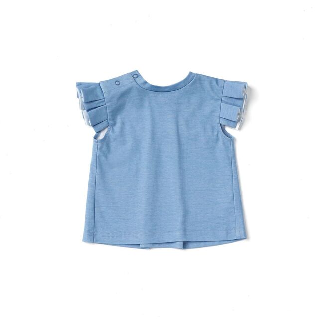 Baby Jersey Top with Knife Pleated Sleeve Ruffle, Blue