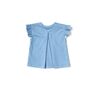 Baby Jersey Top with Knife Pleated Sleeve Ruffle, Blue - Shirts - 2