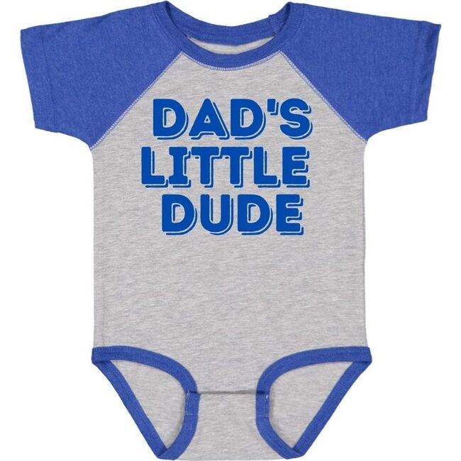 Dad’s Little Dude Short Sleeve Bodysuit, Heather & Royal
