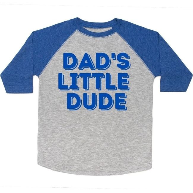 Dad’s Little Dude Long Sleeve Shirt, Heather & Royal