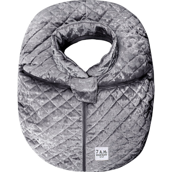 Car Seat Cocoon, Quilted Grey Velvet - Car Seat Accessories - 1