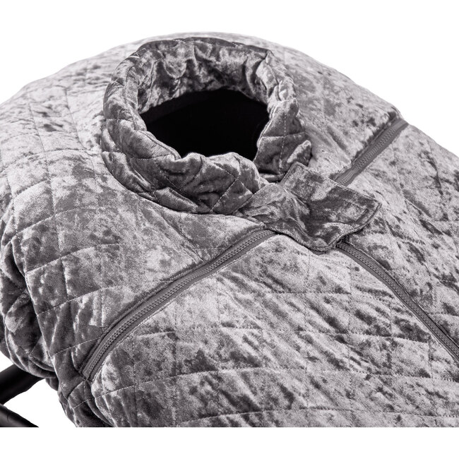 Car Seat Cocoon, Quilted Grey Velvet - Car Seat Accessories - 4