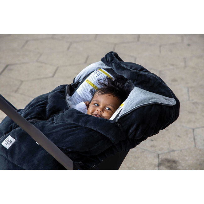 Car Seat Cocoon, Black Velour - Car Seat Accessories - 3