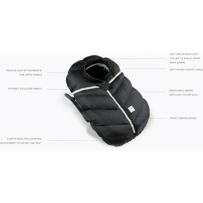 Car Seat Cocoon, Quilted Grey Velvet - Car Seat Accessories - 8