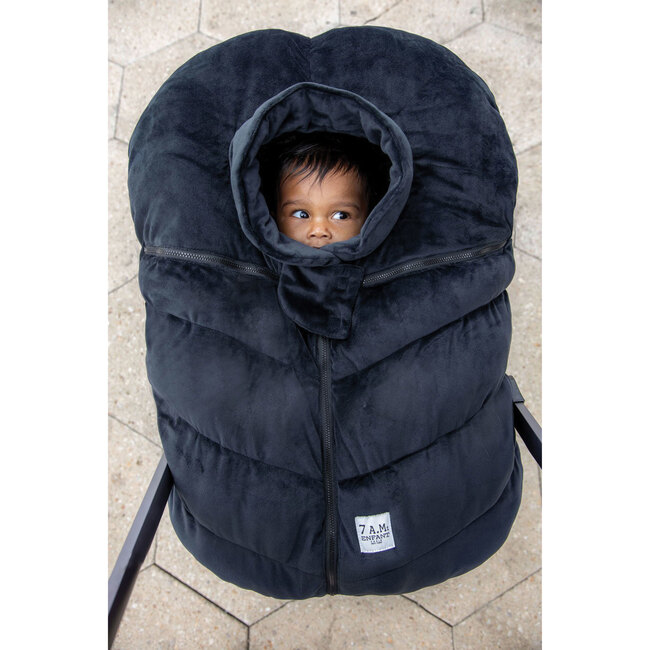 Car Seat Cocoon, Black Velour - Car Seat Accessories - 5