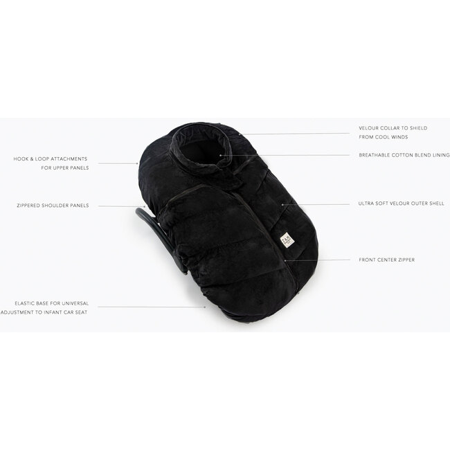 Car Seat Cocoon, Black Velour - Car Seat Accessories - 6