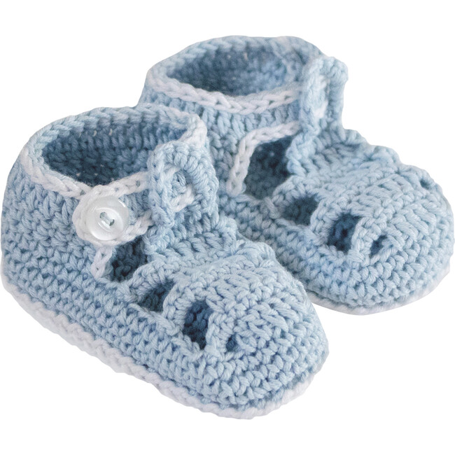 T-Strap Knitties, Blue - Booties - 1