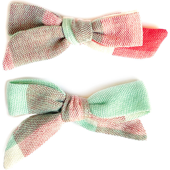 Mini Colegiala Bow, Salmon Menta - Hair Accessories - 1