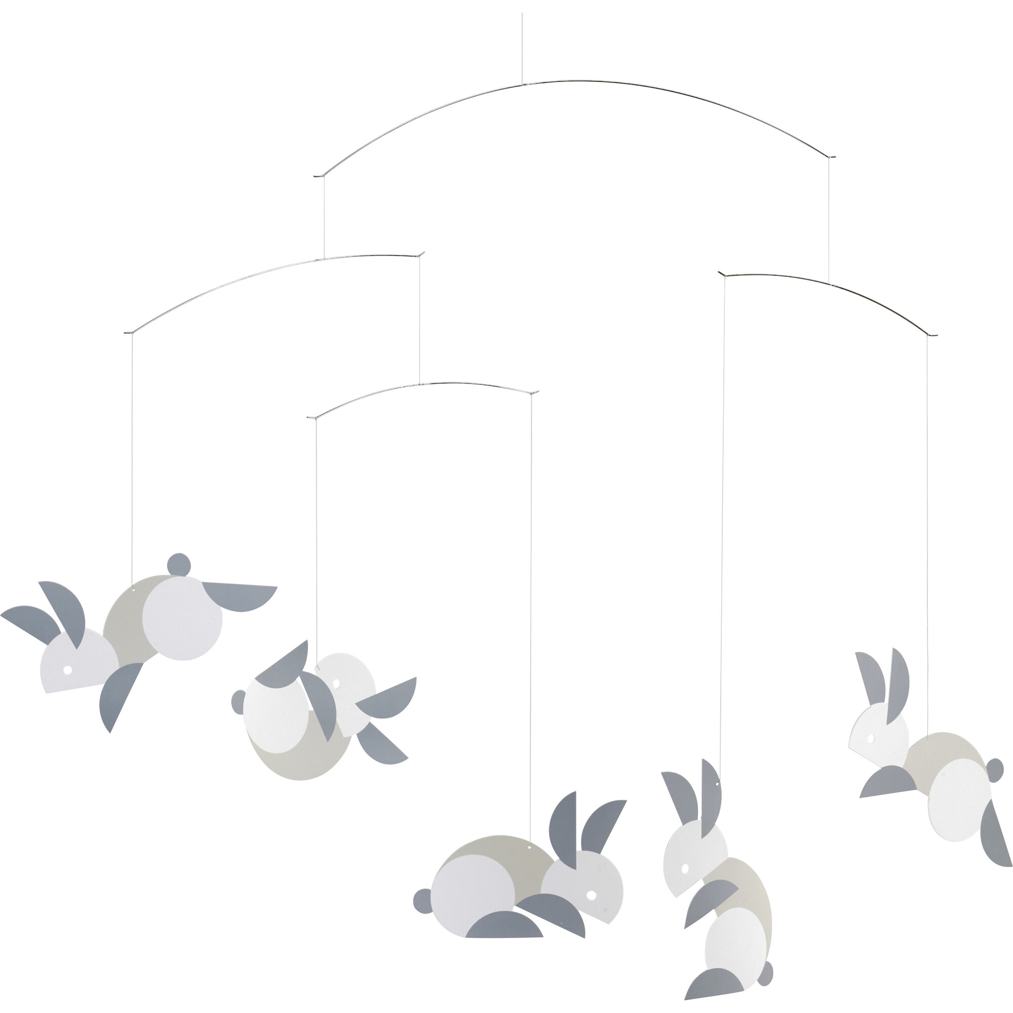 Circular Bunnies Mobile, Grey - Mobiles - 1