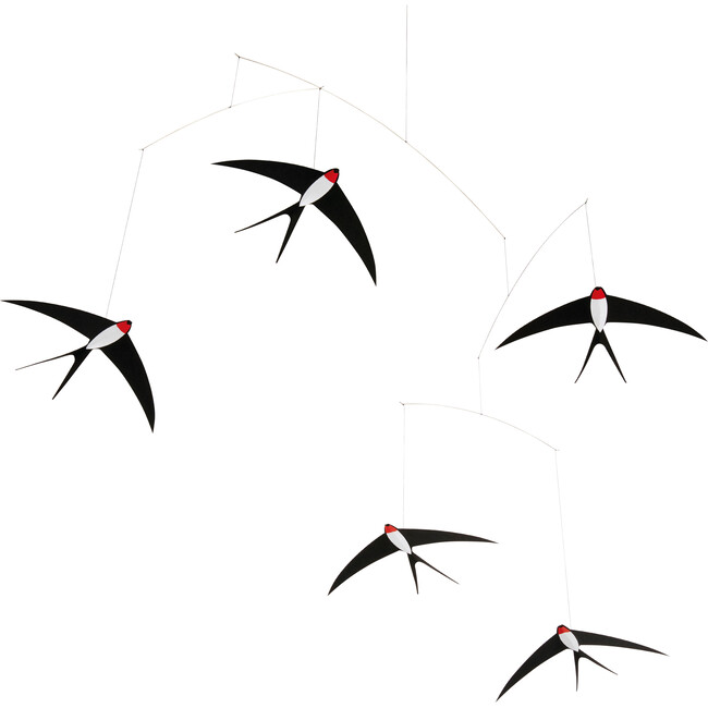 Flying Swallows 5 Mobile, Black/Red - Mobiles - 1