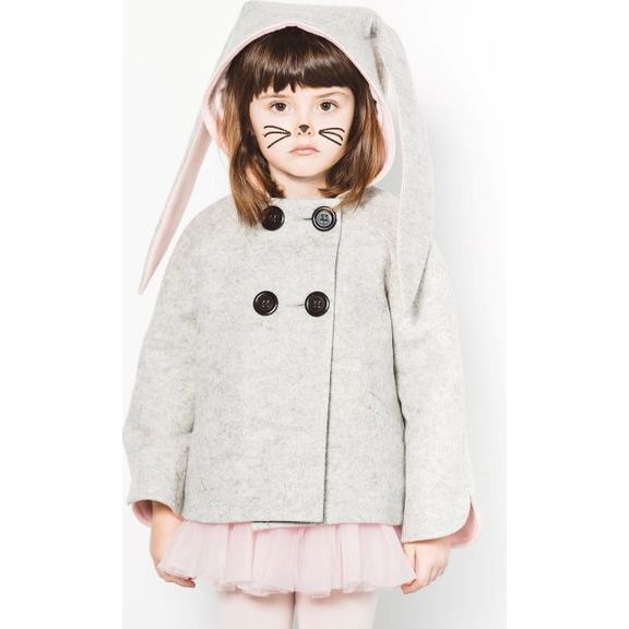 Luxe Bunny Coat, Grey - Jackets - 3