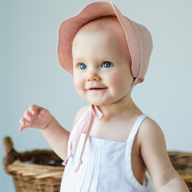 Scallop Bonnet, Pink - Hats - 2