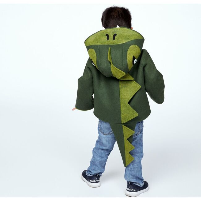Cheeky Green Dinosaur Coat, Green - Wool Coats - 2