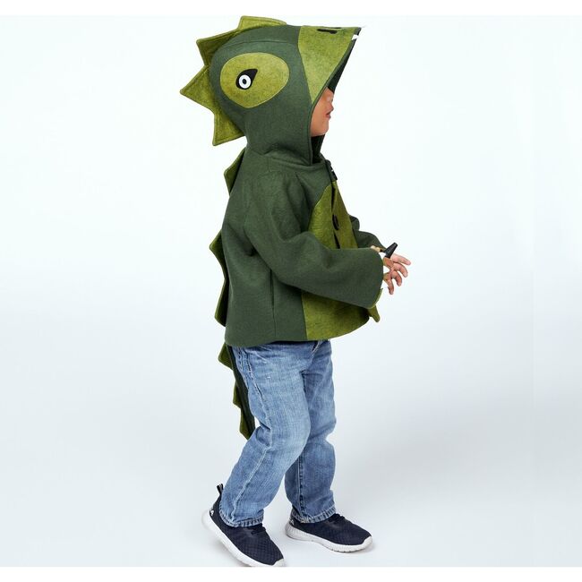 Cheeky Green Dinosaur Coat, Green - Wool Coats - 4