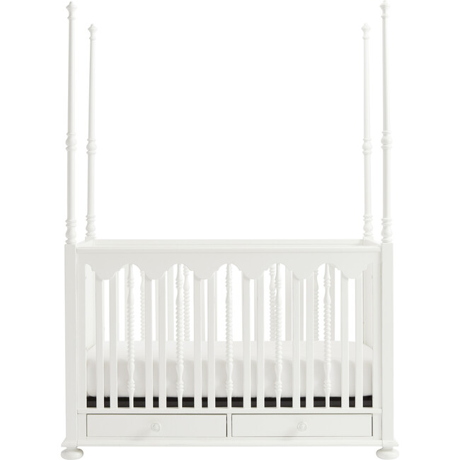 Smiling Hill Stationary Poster Crib, Marshmallow White - Cribs - 1