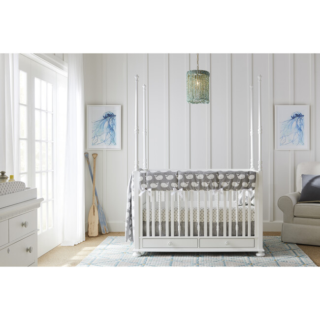 Smiling Hill Stationary Poster Crib, Marshmallow White - Cribs - 2