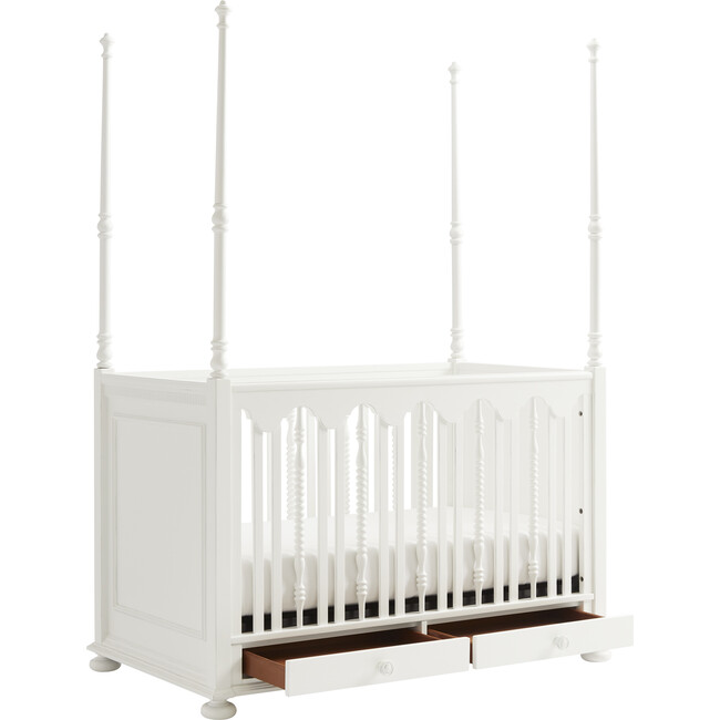 Smiling Hill Stationary Poster Crib, Marshmallow White - Cribs - 3