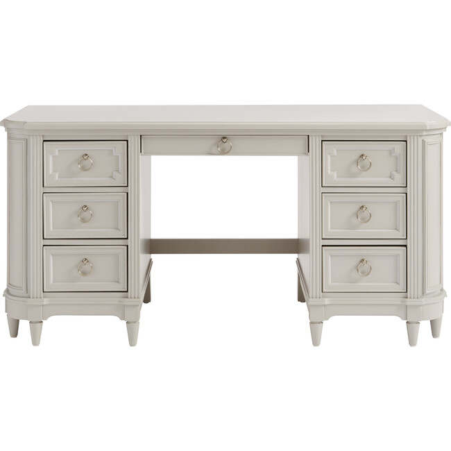Clementine Court Pedestal Desk, Cloud Grey - Desks - 1