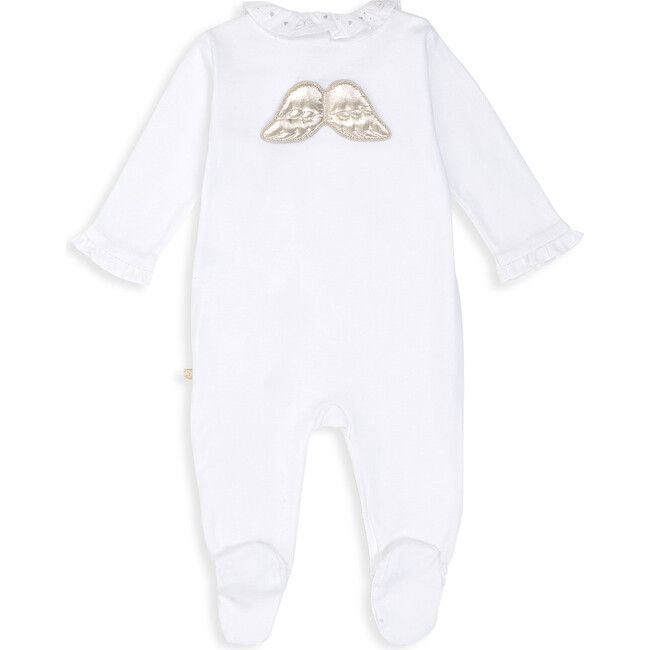 Pima Cotton Angel Wing Sleepsuit, Silver - Onesies - 1
