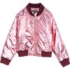 Sloane Bomber Jacket, Pink Sparkle Metallic Nylon - Jackets - 1 - thumbnail