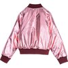 Sloane Bomber Jacket, Pink Sparkle Metallic Nylon - Jackets - 2